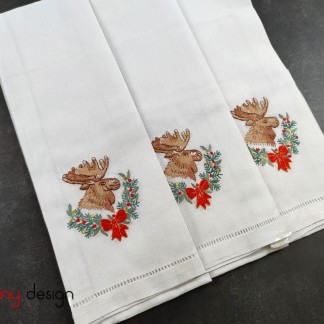 Chistmas hand towel-Reindeer embroidery ( 6 piecies)